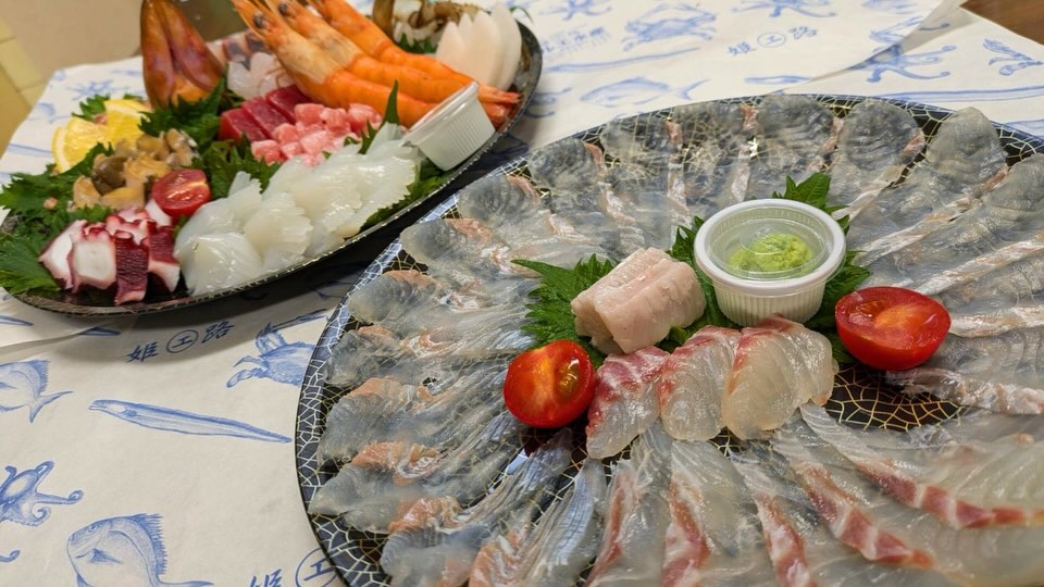 ヒラメと鯛の薄造り